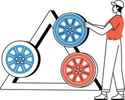 A drawing style illustration of balancing wheel vector