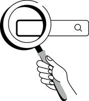 A hand drawn style illustration representing search vector
