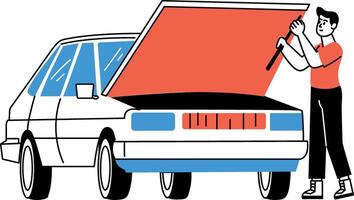 A hand drawn style illustration of car service vector