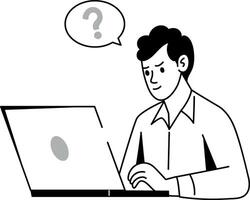 A hand drawn style illustration of confused vector