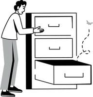 A doodle style illustration showing empty drawer vector