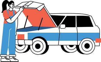 A drawing style illustration of auto mechanic vector