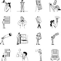 Pack of Lost Connections Sketchy Style Illustrations vector
