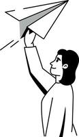 A hand drawn style illustration of paper plane vector