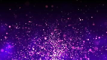 Dark purple colorful abstract background with particles and dots of light creating beautiful bokeh. Seamless looping video
