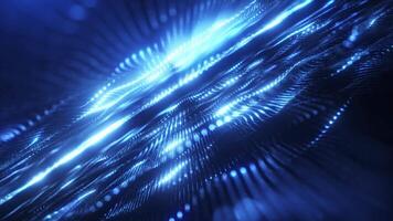 Abstract glowing digital cyber wave made of particles and dots moving on blue energy background, big data visualization, futuristic and tech, 3D, 4K, seamless loop. video