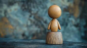 Wooden figure on pedestal photo