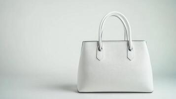 White handbag on plain background photo