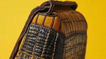 Close-up of a leather bag photo