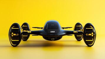 Futuristic vehicle on yellow background photo