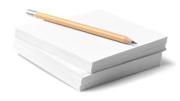 Stack of blank paper with pencil photo