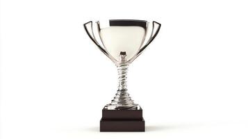 Silver trophy on a dark base photo