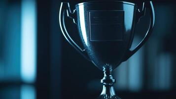 Metallic trophy in dim light photo