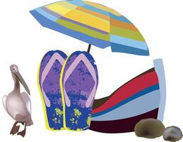 A pair of flip flops and an umbrella vector