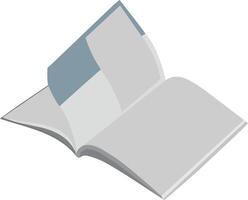 Open book illustration showing blank pages from an isometric point of view vector