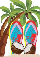 Flip flops on the beach vector