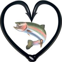 A rainbow trout is in the shape of a heart vector