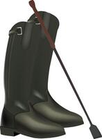 Black riding boots and whip vector
