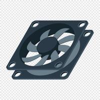 Isometric computer fan. Computer fan cooler. Isometric of PC case fan. Computer hardware components vector