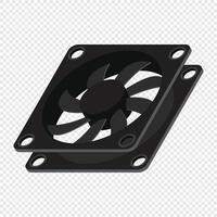 Isometric computer fan. Computer fan cooler. Isometric of PC case fan. Computer hardware components, vector