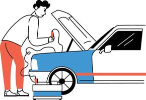 A drawing style illustration of battery connection vector