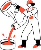 A drawing style illustration showing casting worker vector