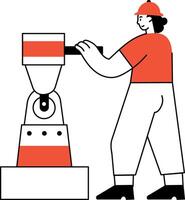 A sketchy style illustration showing machine operator vector