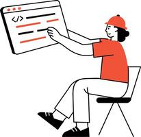 A sketchy style illustration showing software engineer vector