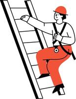 A drawing style illustration showing a person climbing ladder vector