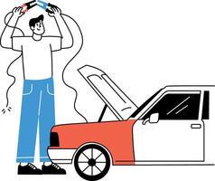 A sketchy style illustration of jump starting vector