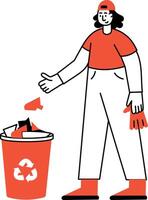 A sketchy style illustration showing a waste sorting character vector
