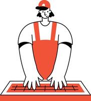 A sketchy style illustration depicting a system operator at work vector