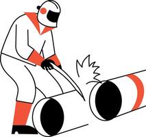 A sketchy style illustration depicting a pipe welder vector