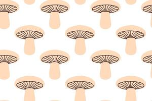 Simple and clean repeating pattern with beige mushrooms, suitable for product packaging, eco prints, and kitchen textiles vector