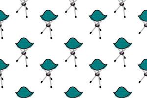 Seamless pattern with small triangular camping stools on white background. Simple outdoor seat print for projects and fabric. vector