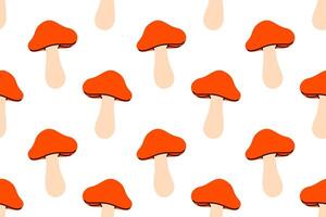 Playful seamless pattern with orange mushrooms, great for childrens products, wrapping paper, and nature-themed designs vector