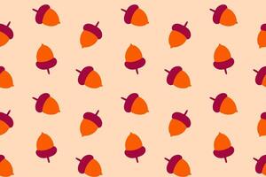 Seamless pattern with brown acorns on beige background for autumn packaging, surface design and wrapping paper vector