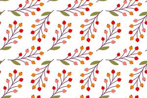 Seamless pattern with orange berries and twigs in autumn colors, ideal for seasonal backgrounds, fabric and wrapping paper vector