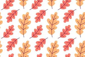 Seamless pattern with oak leaves on a beige background for fall-themed designs, textiles, wrapping and decor vector