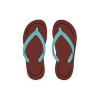 Blue flip flops with brown soles for beach or daily summer use vector