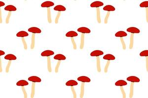 Red and beige mushrooms on white, perfect for wrapping paper, autumn design, and eco branding vector