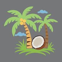 simple and creative plam tree and coconut tree design vector