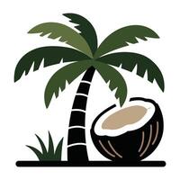 simple and creative palm tree and coconut tree design isolated on a white background vector