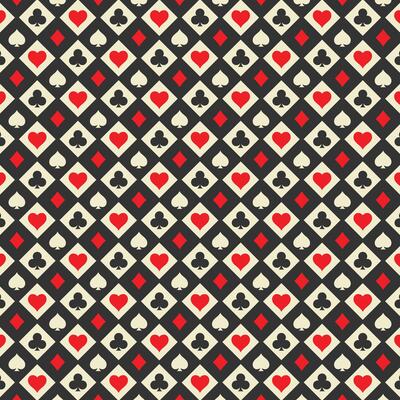 Card suits pattern. Diamonds and hearts, spades and clubs background .