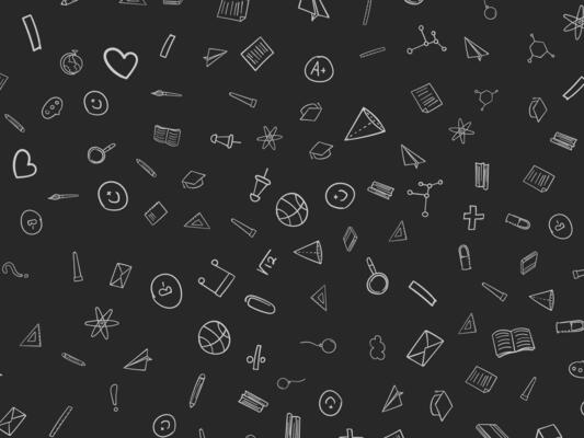 Back to school Background. Pattern with Doodle supplies. Back to school concept banner.