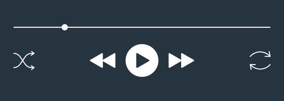 Mini Player interface icon. Audio play signs. Media screen template. Music bar design symbols. Playlist UI display. Blue color. Dark theme. Editable stroke. vector