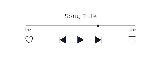 Music player interface mockup in white mode. Playlist icon with song title audio podcast device screen. Social Media playback. vector