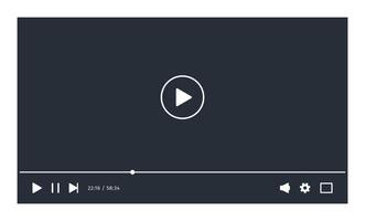 Player template interface. Social media device ui interface. Website screen mockup. Playback display with control buttons. Dark theme for web and app. Frame mockup. vector