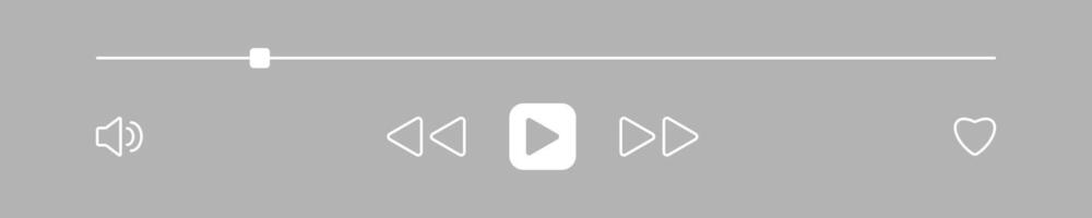 Music or Player user interface. Widget mockup with Buttons and song duration bar. UI design for app and web. Design with play skip, favorite, volume sign. Screen playback template. Light mode. vector