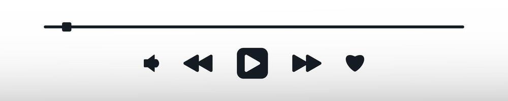 Music player ui interface in white theme. Multimedia frame template. Media Mockup live stream window. Online broadcasting. Navigation and music application. Light screen with control button. vector